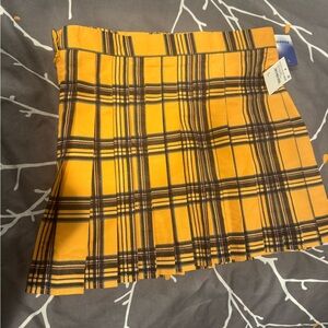 Abound Yellow Plaid Pleated Mini Skirt